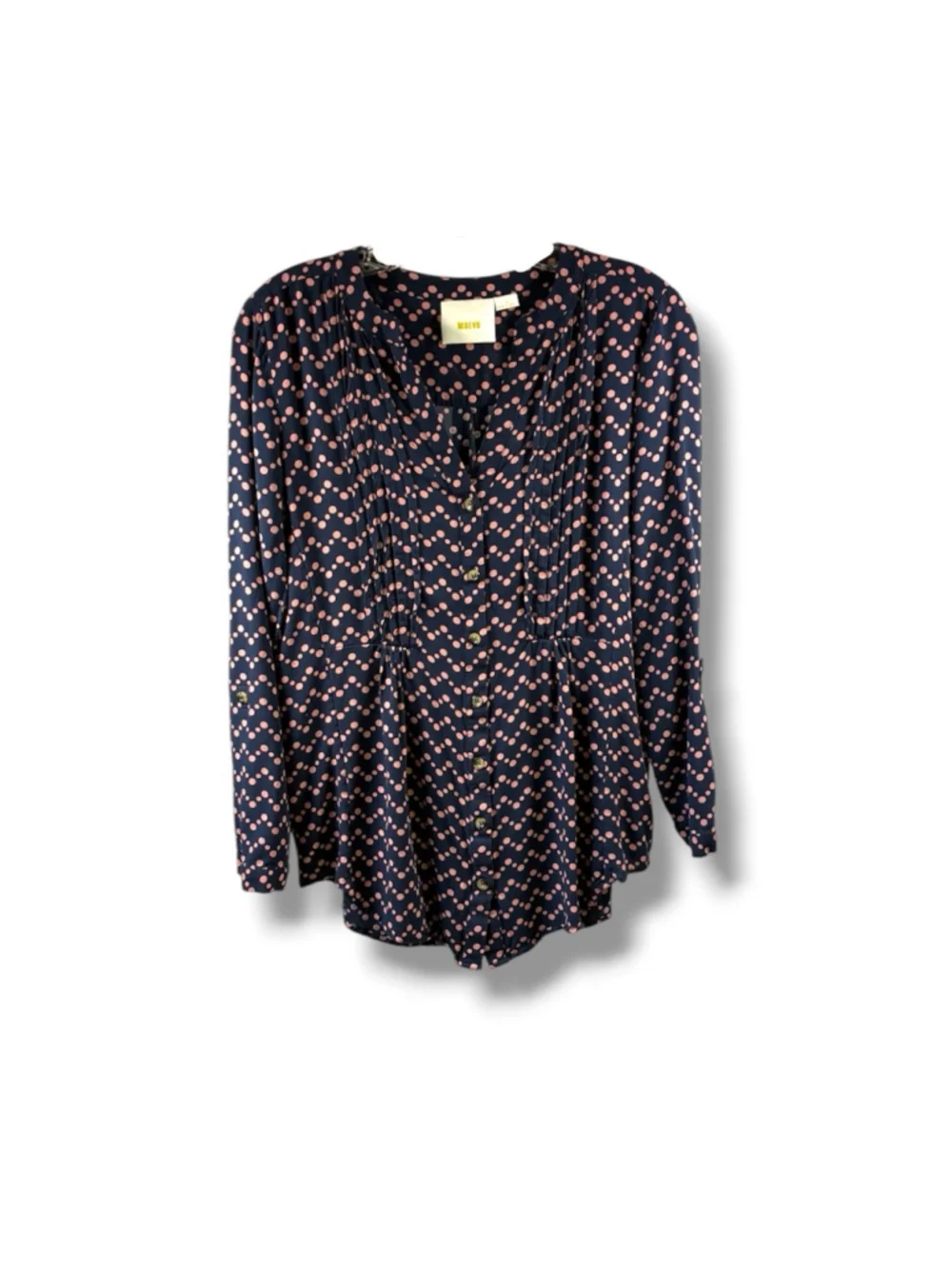 Maeve Anthropologie Polka Dot Blouse in Navy and Mauve Size S